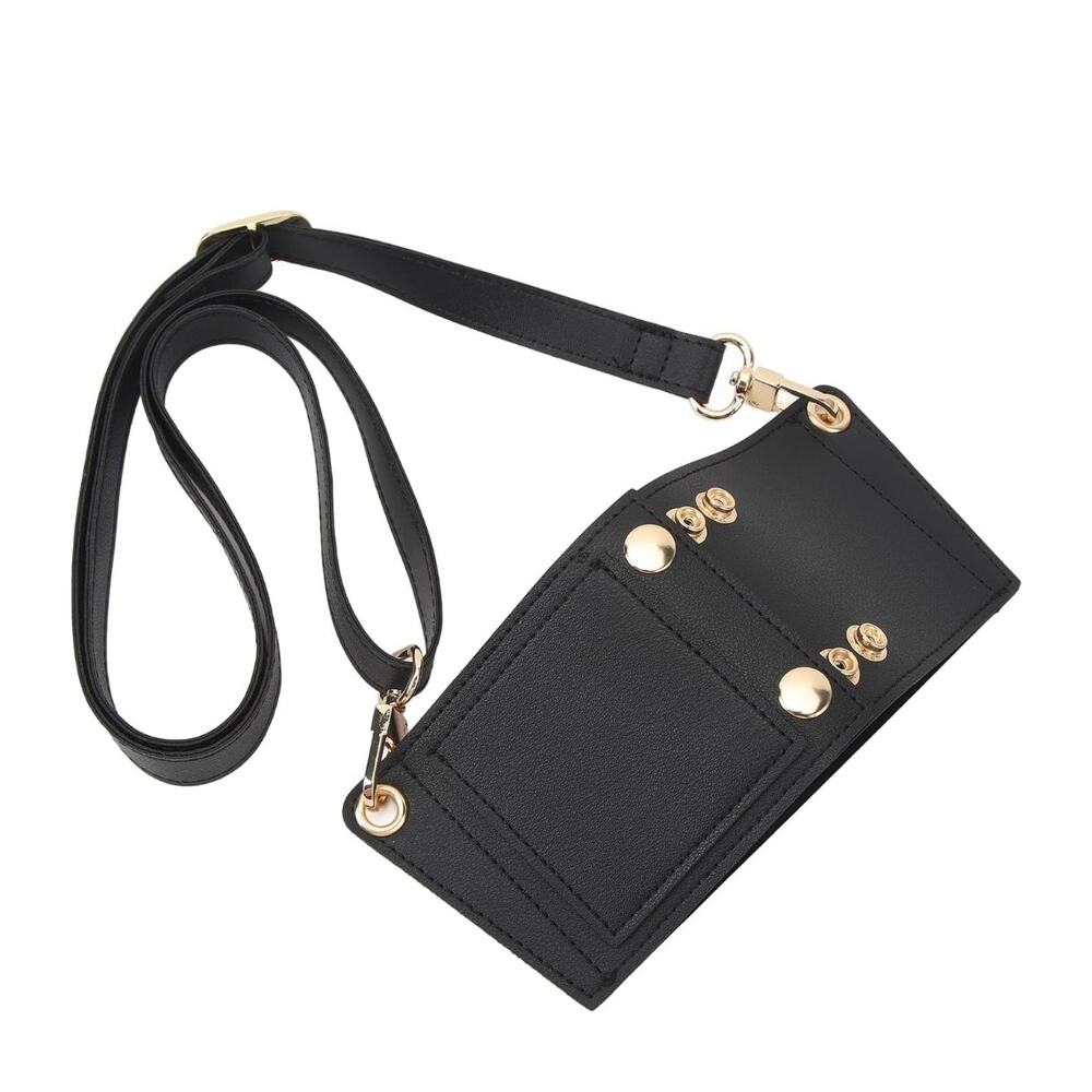 Drfeify Stroh Cup Carrier Pu Leather Bottle Holder‎ with Suspenders (Black)